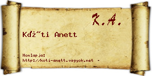 Kóti Anett névjegykártya